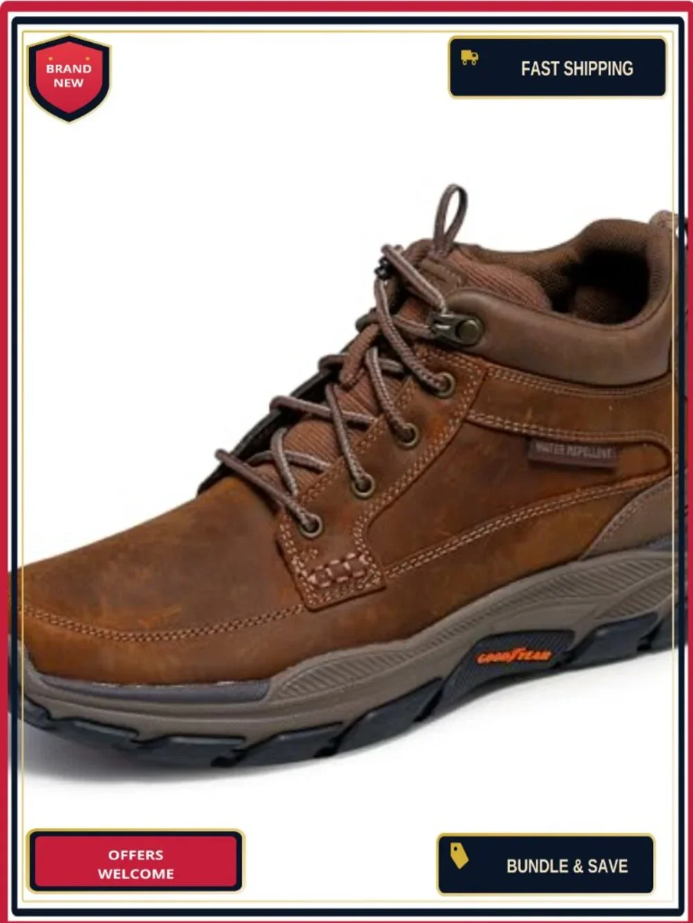 Skechers Respected Boswell Boot Men's Water-Repellent Leather Moc Toe Boot
